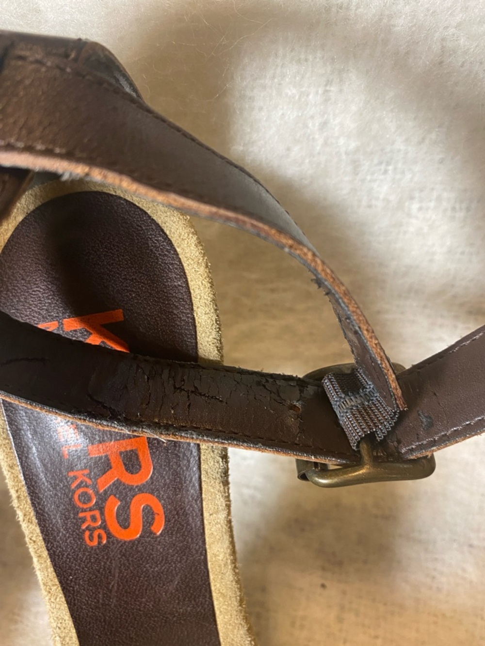 Michael Kors Brown Leather Crisscross Ankle-Strap Sandals - Picture 12 of 12